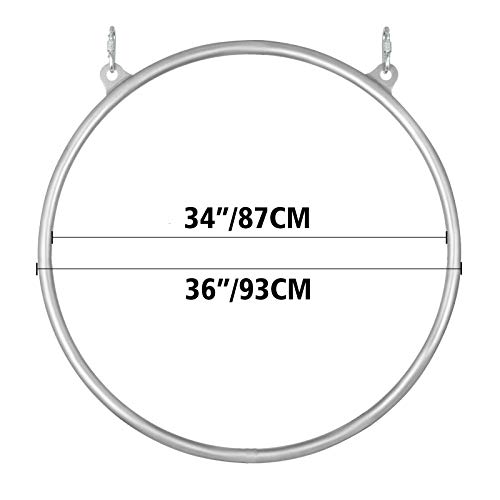 VEVOR Aro Acrobacias, 90CM, Aro aéreo Acrobático de Acero, Nylón, Aerial Hoop, Carga Probada 350kg, Accesorios de Yoga, con un Eslabón Giratorio de Acero Inoxidable, Aro Aereo Gimnasia de Baile