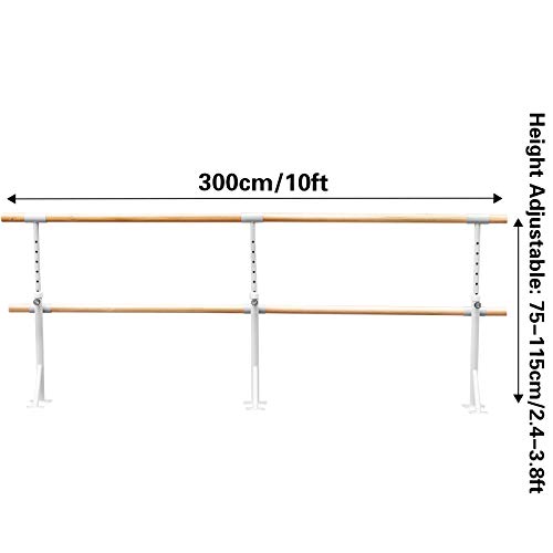 VEVOR Barra de Ballet 3M Barra Ballet Portátil Altura Ajustable 75cm-115cm, Barra Ballet Portátil Blanco, Barra de Ballet Doble Capacidad hasta 150 kg para Hogar, Escuela, Estudio de Baile y Gimnasio VEVOR Barra de Ballet 3M Barra Ballet Portátil Altura Ajustable 75cm-115cm, Barra Ballet Portátil Blanco, Barra de Ballet Doble Capacidad hasta 150 kg para Hogar, Escuela, Estudio de Baile y Gimnasio