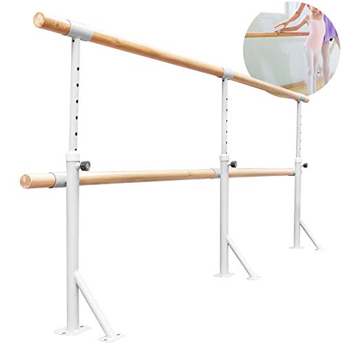 VEVOR Barra de Ballet 3M Barra Ballet Portátil Altura Ajustable 75cm-115cm, Barra Ballet Portátil Blanco, Barra de Ballet Doble Capacidad hasta 150 kg para Hogar, Escuela, Estudio de Baile y Gimnasio