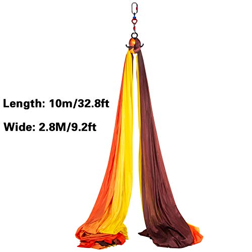 VEVOR Columpio de Yoga 10x2,8M Hamaca de Yoga/Yoga Aéreo, Columpio de Yoga Aéreo, Swing Sling Inversión, para Pilates Aerial Yoga (Rojo Amarillo)