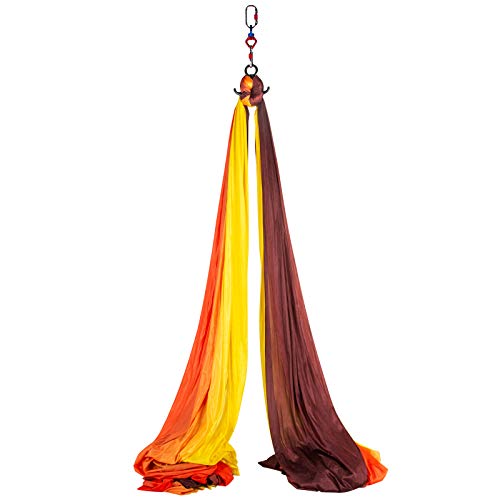 VEVOR Columpio de Yoga 10x2,8M Hamaca de Yoga/Yoga Aéreo, Columpio de Yoga Aéreo, Swing Sling Inversión, para Pilates Aerial Yoga (Rojo Amarillo)