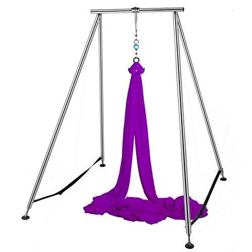 VEVOR Columpio de Yoga con Tela Elástica de Yoga, Hamaca de Yoga de Tubo de Acero, Yoga Aéreo de Carga Máxima 250 kg Soporte Adecuado para Pilates con Cinturones Elásticos de Yoga (Morado 12m)