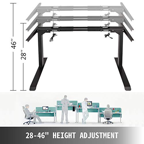 VEVOR Escritorio de Altura Regulable Eléctricamente, 71-117 cm, Marco de Mesa Elevable Eléctrico, 100-160 cm,​ Marco de Mesa de Altura Ajustable, Mesas de Computadora, Capacidad de Carga 120 kg