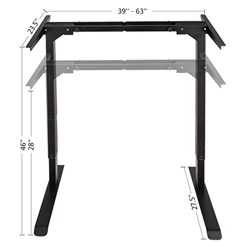 VEVOR Escritorio de Altura Regulable Eléctricamente, 71-117 cm, Marco de Mesa Elevable Eléctrico, 100-160 cm,​ Marco de Mesa de Altura Ajustable, Mesas de Computadora, Capacidad de Carga 120 kg