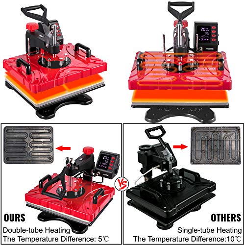 VEVOR Máquina de Prensa de Calor Multifuncional, 5 en 1 Prensa de Transferencia Giratoria de 360°, 1.000 W Máquina de Sublimación, Prensa de Calor, Prensa Térmica Roja para Camisetas, Platos VEVOR Máquina de Prensa de Calor Multifuncional, 5 en 1 Prensa de Transferencia Giratoria de 360°, 1.000 W Máquina de Sublimación, Prensa de Calor, Prensa Térmica Roja para Camisetas, Platos