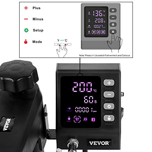 VEVOR Máquina de Prensa de Calor Multifuncional, 5 en 1 Prensa de Transferencia Giratoria de 360°, 1.000 W Máquina de Sublimación, Prensa de Calor, Prensa Térmica Blanca para Camisetas, Tazas