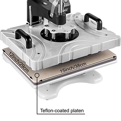VEVOR Máquina de Prensa de Calor Multifuncional, 6 en 1 Prensa de Transferencia Giratoria de 360°, 1.000 W 220 V Máquina de Sublimación, Prensa de Calor, Prensa Térmica Blanca para Camisetas