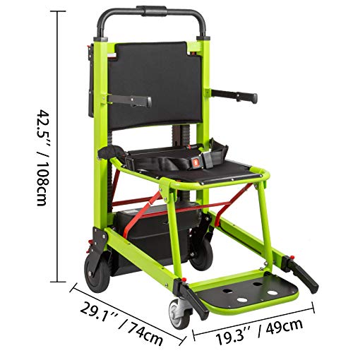 VEVOR Silla de Ruedas para Subir Escaleras, Silla Salvaescaleras, Elevadores de Escalera para Escaleras Estrechas, Silla para Bajar y Subir Escaleras, Eléctrica, para Incapacidades, Verde