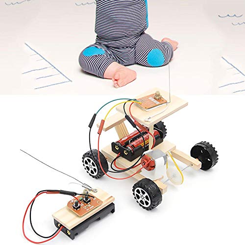 VGBEY Coche Modelo de DIY, Juego Educativo Hecho En Casa del Juguete del Vehículo Modelo Casero Hecho En Casa de Control Remoto de Madera Inalámbrico