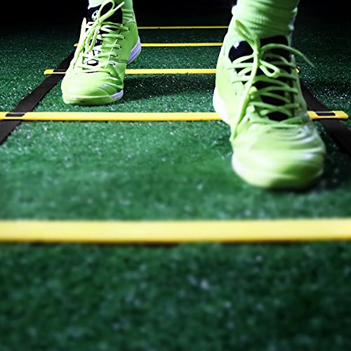 VGEBY1 Escalera del Entrenamiento, Escalera del Ejercicio del Footwork de la práctica de la Agilidad para el Equipo de Deportes del fútbol del fútbol (7-Rung-Amarillo)