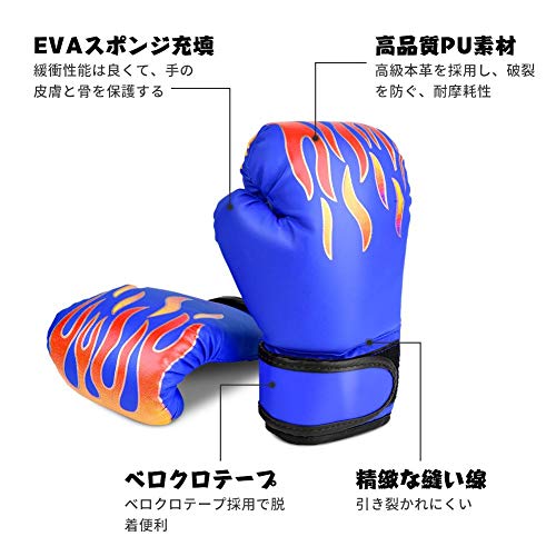 VGEBY1 Guantes de Boxeo para niños: protección Duradera para los Nudillos con Soporte de muñeca para el Boxeo MMA Muay Thai o Entrenamiento Deportivo/Combate de Combate - 3 Colores(Azul)