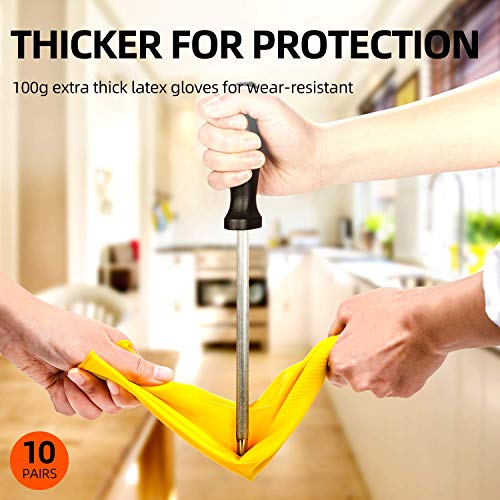 Vgo 10-Pairs Guantes de Limpieza Reutilizables Engrosados con Mangas Largas, para Trabajos Domésticos, Lavar Platos, Limpieza de Cocina, Pintura, Jardinería y Cuidar a Mascotas (8/M,Amarillo,HH4601) Vgo 10-Pairs Guantes de Limpieza Reutilizables Engrosados con Mangas Largas, para Trabajos Domésticos, Lavar Platos, Limpieza de Cocina, Pintura, Jardinería y Cuidar a Mascotas (8/M,Amarillo,HH4601)