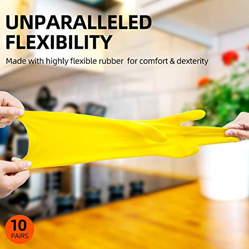 Vgo 10-Pairs Guantes de Limpieza Reutilizables Engrosados con Mangas Largas, para Trabajos Domésticos, Lavar Platos, Limpieza de Cocina, Pintura, Jardinería y Cuidar a Mascotas (8/M,Amarillo,HH4601) Vgo 10-Pairs Guantes de Limpieza Reutilizables Engrosados con Mangas Largas, para Trabajos Domésticos, Lavar Platos, Limpieza de Cocina, Pintura, Jardinería y Cuidar a Mascotas (8/M,Amarillo,HH4601)