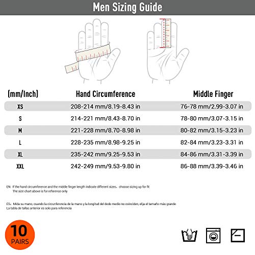 Vgo 10-Pairs Guantes de Limpieza Reutilizables Engrosados con Mangas Largas, para Trabajos Domésticos, Lavar Platos, Limpieza de Cocina, Pintura, Jardinería y Cuidar a Mascotas (8/M,Amarillo,HH4601)