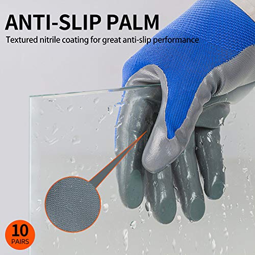Vgo 10-Pares Guantes de Trabajo y Jardinería con Revestimiento de Nitrilo (Talla S, Azul, NT2110) Vgo 10-Pares Guantes de Trabajo y Jardinería con Revestimiento de Nitrilo (Talla S, Azul, NT2110)