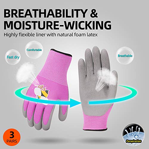 Vgo 3-Pares de Guantes de Jardinería con Revestimiento de Látex de Espuma Natural para Niños para Trabajo Ligeros, Actividad al Aire Libre (XXS - Edad 3-5, Verde, Azul y Rosa, KID-RB6013) Vgo 3-Pares de Guantes de Jardinería con Revestimiento de Látex de Espuma Natural para Niños para Trabajo Ligeros, Actividad al Aire Libre (XXS - Edad 3-5, Verde, Azul y Rosa, KID-RB6013)