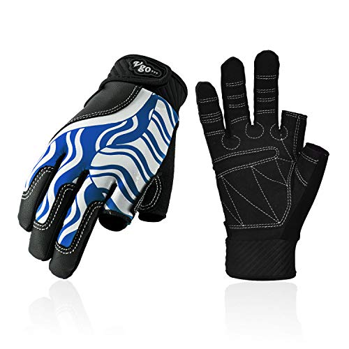 Vgo... Edad 13-14 Joven Guantes de Vela, Navegación, Remo y Kayak de Medio Dedo (Talla XL, Azul, SL0058-JM)