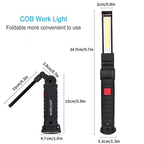 VGROUND Linterna de Trabajo COB LED Recargable, Lámpara de Inspección Portátil y Plegable con 5 Modos, 800 Lúmenes, Rotación de 360° y Base Magnética para Casa Auto Emergencia Reparacion (24.7x4.7cm) VGROUND Linterna de Trabajo COB LED Recargable, Lámpara de Inspección Portátil y Plegable con 5 Modos, 800 Lúmenes, Rotación de 360° y Base Magnética para Casa Auto Emergencia Reparacion (24.7x4.7cm)