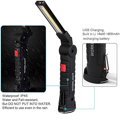 VGROUND Linterna de Trabajo COB LED Recargable, Lámpara de Inspección Portátil y Plegable con 5 Modos, 800 Lúmenes, Rotación de 360° y Base Magnética para Casa Auto Emergencia Reparacion (24.7x4.7cm) VGROUND Linterna de Trabajo COB LED Recargable, Lámpara de Inspección Portátil y Plegable con 5 Modos, 800 Lúmenes, Rotación de 360° y Base Magnética para Casa Auto Emergencia Reparacion (24.7x4.7cm)