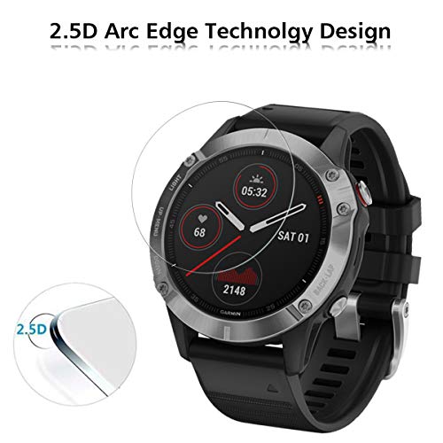 VGUARD 4 Unidades Protector de Pantalla para Garmin Fenix 6 Pro 47mm / Garmin Vivomove HR, Cristal Vidrio Templado Premium para Garmin Fenix 6 Pro 47mm / Garmin Vivomove HR