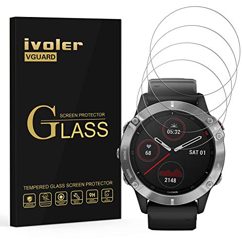 VGUARD 4 Unidades Protector de Pantalla para Garmin Fenix 6 Pro 47mm / Garmin Vivomove HR, Cristal Vidrio Templado Premium para Garmin Fenix 6 Pro 47mm / Garmin Vivomove HR