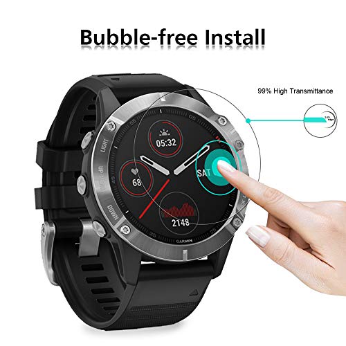 VGUARD 4 Unidades Protector de Pantalla para Garmin Fenix 6 Pro 47mm / Garmin Vivomove HR, Cristal Vidrio Templado Premium para Garmin Fenix 6 Pro 47mm / Garmin Vivomove HR