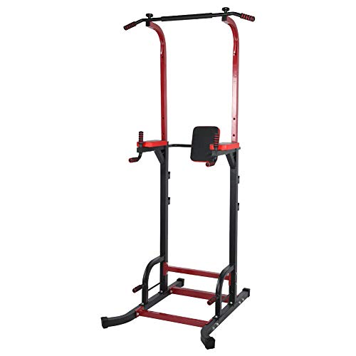 ViaGasaFamido Pull-up Station Dip Tower Power Station Pull-up Bar Multi-Gym with 8 Handles and 3 Cushions Multifunctional Fitness Station for The Home Office Strength Training Push-ups, 150-225 cm