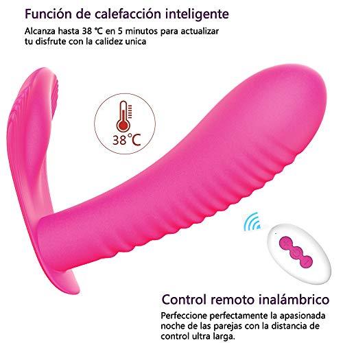 Vîbràdórés Séxúàles para Mujer Clítórîs con Control Remoto, Vîbràdór Pàréjàs Masajeador Portátil in Silicona con Función de Calefacción, 10 Modos de Masaje, 2 Motores