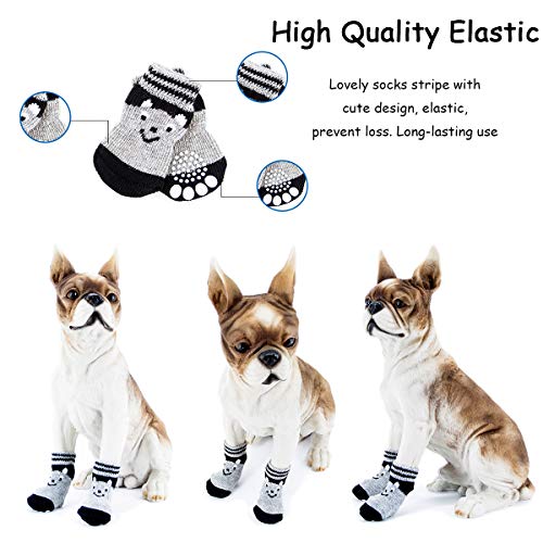 Vibury Calcetines Antideslizantes para Mascotas, Control de tracción para el Uso en Interiores, Protectores de Patas para Perros Gatos (XS)