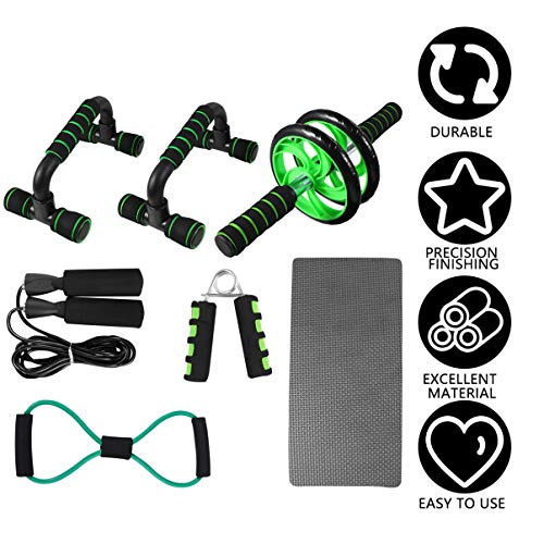 VICASKY AB Wheel Roller Kit 7-In-1Resistance Band Rodilleras Saltar Cuerda Barra de Flexiones Equipo de Gimnasio en Casa para Hombres Mujeres Fuerza Central Ejercicio Abdominal