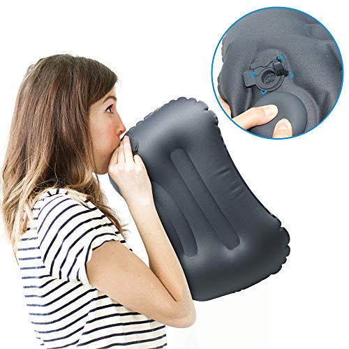 VICKSONGS Almohada Hinchable de Playa, Almohada Camping, Almohada de Viaje Inflable, Almohada Inflable Ultraligera, Adecuado para Camping & Playa Soporta Cuello Cintura Almohada Hinchable (Azul Real)