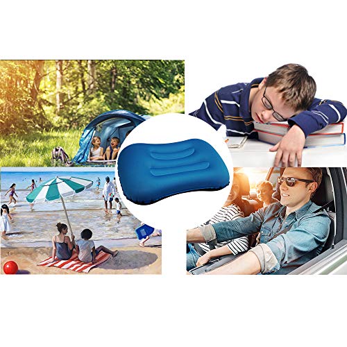 VICKSONGS Almohada Hinchable de Playa, Almohada Camping, Almohada de Viaje Inflable, Almohada Inflable Ultraligera, Adecuado para Camping & Playa Soporta Cuello Cintura Almohada Hinchable (Azul Real)