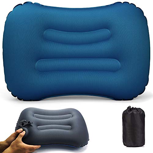 VICKSONGS Almohada Hinchable de Playa, Almohada Camping, Almohada de Viaje Inflable, Almohada Inflable Ultraligera, Adecuado para Camping & Playa Soporta Cuello Cintura Almohada Hinchable (Azul Real)