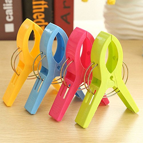 Vicloon 12Pcs Pinzas de Toalla de Playa Grande Fuerte Clips Plástico,Resistente Clips Brillante Color Pinza de la Ropa,Resistentes al Viento,para la Ropa Pesada