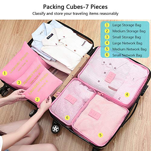 Vicloon 6 en 1 Set de Organizador de Equipaje,Impermeable Organizador de Maleta Bolsa Viaje con Bolsa de Zapato (Rosa) Vicloon 6 en 1 Set de Organizador de Equipaje,Impermeable Organizador de Maleta Bolsa Viaje con Bolsa de Zapato (Rosa)