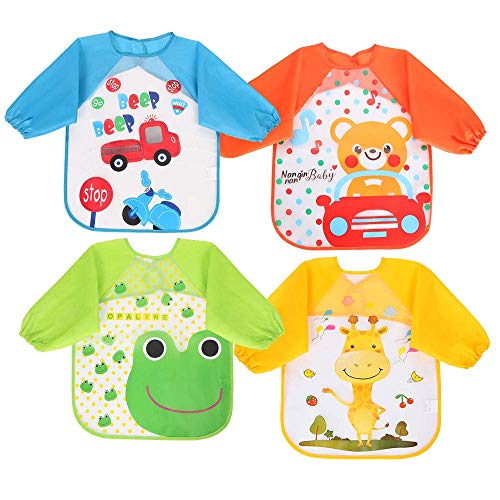 Vicloon Baberos del Bebé Impermeable,4pcs Delantal Ropa Babero Impermeable Infantil para Pintar con Mangas Largas de Bebé Unisexo Niños Niñas 6 Meses a 3 años Edad (Coche,Rana,Jirafa,Oso) Vicloon Baberos del Bebé Impermeable,4pcs Delantal Ropa Babero Impermeable Infantil para Pintar con Mangas Largas de Bebé Unisexo Niños Niñas 6 Meses a 3 años Edad (Coche,Rana,Jirafa,Oso)
