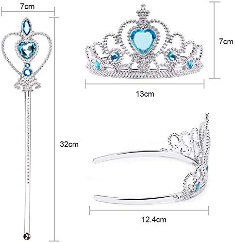 Vicloon - Disfraz de Princesa Elsa - Reino de Hielo - Vestido de Cosplay de Carnaval, Halloween y la Fiesta de Cumpleaños - 3pcs 110 (Para 3-4 Años)
