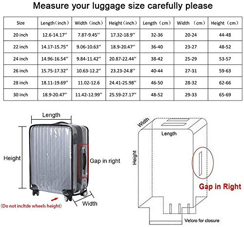 Vicloon Funda de Maleta, 22-Pulgadas Cubierta de Maleta Protector de Equipaje, Material de PVC Transparente Viajar Protector de Equipaje, Reutilizable, Lavable, Impermeable y a Prueba de Polvo