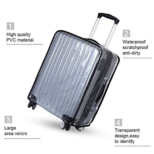 Vicloon Funda de Maleta, 22-Pulgadas Cubierta de Maleta Protector de Equipaje, Material de PVC Transparente Viajar Protector de Equipaje, Reutilizable, Lavable, Impermeable y a Prueba de Polvo Vicloon Funda de Maleta, 22-Pulgadas Cubierta de Maleta Protector de Equipaje, Material de PVC Transparente Viajar Protector de Equipaje, Reutilizable, Lavable, Impermeable y a Prueba de Polvo