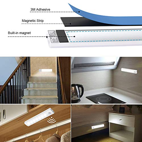 Vicloon Iluminacion Luz sin cables Portatil, 3 Pc Luz Armario con Sensor de Movimiento con Auto en/Apagado, USB Recargable LED Armario con 2 Tiras Magnéticas para Habitacion Pasillo, Escalera, Cocina Vicloon Iluminacion Luz sin cables Portatil, 3 Pc Luz Armario con Sensor de Movimiento con Auto en/Apagado, USB Recargable LED Armario con 2 Tiras Magnéticas para Habitacion Pasillo, Escalera, Cocina