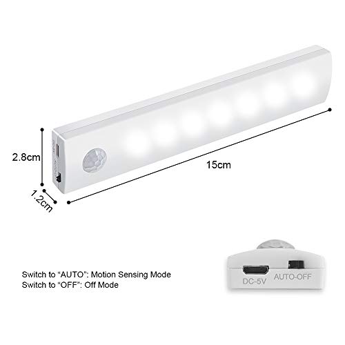 Vicloon Iluminacion Luz sin cables Portatil, 3 Pc Luz Armario con Sensor de Movimiento con Auto en/Apagado, USB Recargable LED Armario con 2 Tiras Magnéticas para Habitacion Pasillo, Escalera, Cocina Vicloon Iluminacion Luz sin cables Portatil, 3 Pc Luz Armario con Sensor de Movimiento con Auto en/Apagado, USB Recargable LED Armario con 2 Tiras Magnéticas para Habitacion Pasillo, Escalera, Cocina