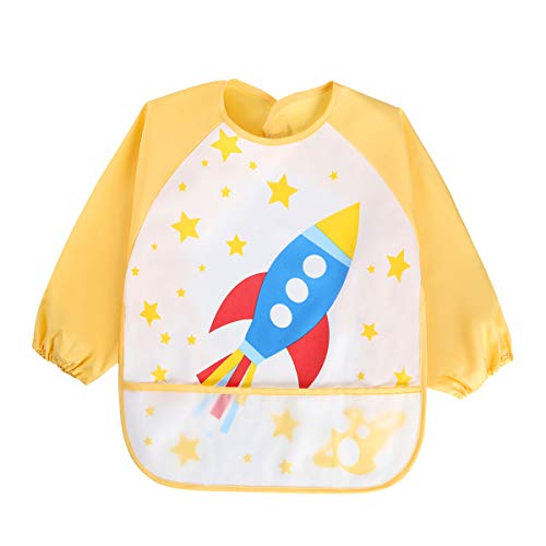 Vicloon Impermeable Manga Larga Bebé Babero,Conjunto de 3 Niños Artes Artesanales Pintura Delantal con Diseño Exclusivo - Bolsillo Frontal para Niños de 1 a 3 Años Vicloon Impermeable Manga Larga Bebé Babero,Conjunto de 3 Niños Artes Artesanales Pintura Delantal con Diseño Exclusivo - Bolsillo Frontal para Niños de 1 a 3 Años