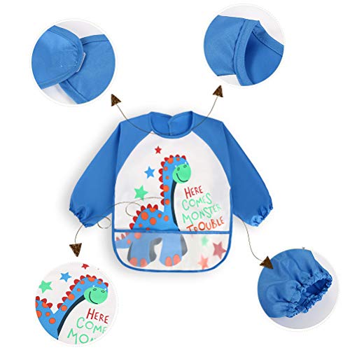 Vicloon Impermeable Manga Larga Bebé Babero,Conjunto de 3 Niños Artes Artesanales Pintura Delantal con Diseño Exclusivo - Bolsillo Frontal para Niños de 1 a 3 Años Vicloon Impermeable Manga Larga Bebé Babero,Conjunto de 3 Niños Artes Artesanales Pintura Delantal con Diseño Exclusivo - Bolsillo Frontal para Niños de 1 a 3 Años