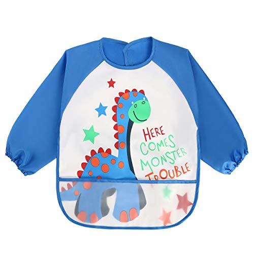 Vicloon Impermeable Manga Larga Bebé Babero,Conjunto de 3 Niños Artes Artesanales Pintura Delantal con Diseño Exclusivo - Bolsillo Frontal para Niños de 1 a 3 Años Vicloon Impermeable Manga Larga Bebé Babero,Conjunto de 3 Niños Artes Artesanales Pintura Delantal con Diseño Exclusivo - Bolsillo Frontal para Niños de 1 a 3 Años