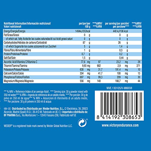 Victory Endurance Iso Carbo Sabor Naranja. Retrasa la fatiga y mejora el rendimiento además de aportar más energía que una bebida isotónica convencional (900 g)