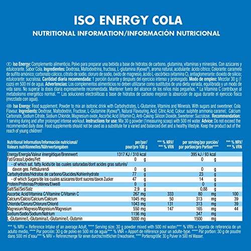 Victory Endurance Iso Energy Cola 900g. Rápida energía e hidratación.Con extra de Sales minerales y enriquecido con Vitamina C