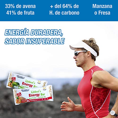 Victory Endurance Nature´s Energy Bar Manzana 60g, barrita energética con un 41% Frutas y 64% de hidratos de carbono, gran sabor y energía