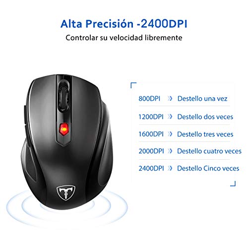 VicTsing Ratón Inalámbrico Mini, Portátil 2.4G con Receptor Nano, 6 Botones, 2400DPI, 5 dpi Adjustables (Negro) VicTsing Ratón Inalámbrico Mini, Portátil 2.4G con Receptor Nano, 6 Botones, 2400DPI, 5 dpi Adjustables (Negro)