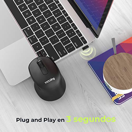 VicTsing Ratón Inalámbrico Silencioso, Mini Portátil 2.4G con Receptor, Ergonómico, 1600 dpi, Compatible con PC, Tableta, Computadora Portátil - Negro VicTsing Ratón Inalámbrico Silencioso, Mini Portátil 2.4G con Receptor, Ergonómico, 1600 dpi, Compatible con PC, Tableta, Computadora Portátil - Negro