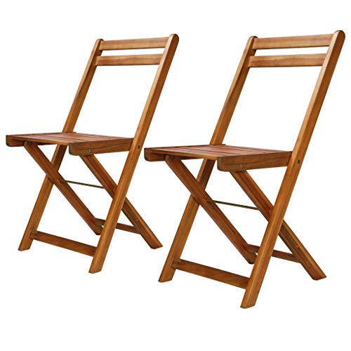 vidaXL 2X Acacia Sillas Plegables Madera Jardín Patio Terraza Cocina Comedor vidaXL 2X Acacia Sillas Plegables Madera Jardín Patio Terraza Cocina Comedor